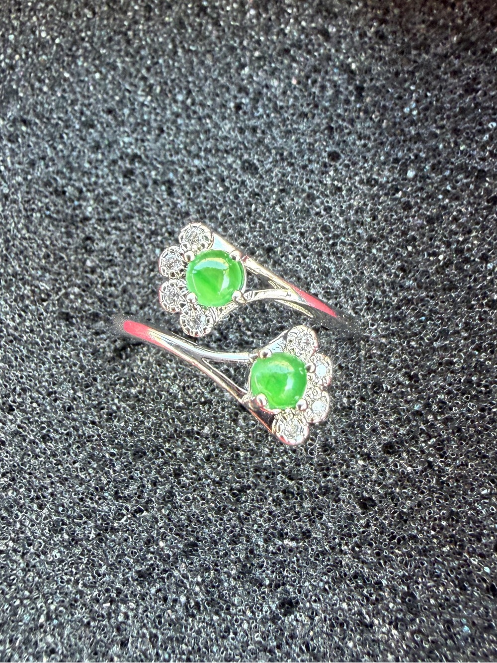 Natural Burmese Jadeite Jade A-Grade Ice Green Double-Ended Open Ring
